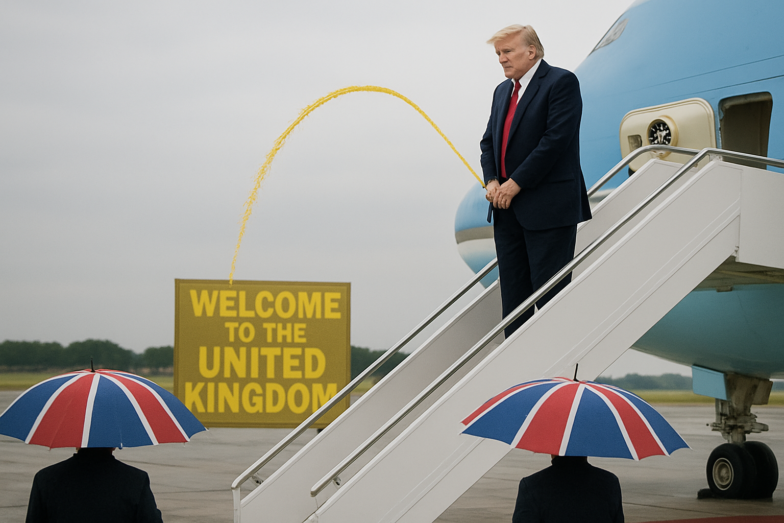 Trump pissing from stai. case on airforce one